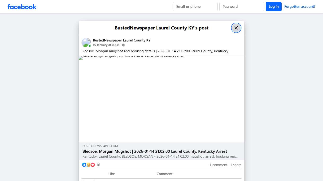 Bledsoe, Morgan mugshot... - BustedNewspaper Laurel County KY Facebook